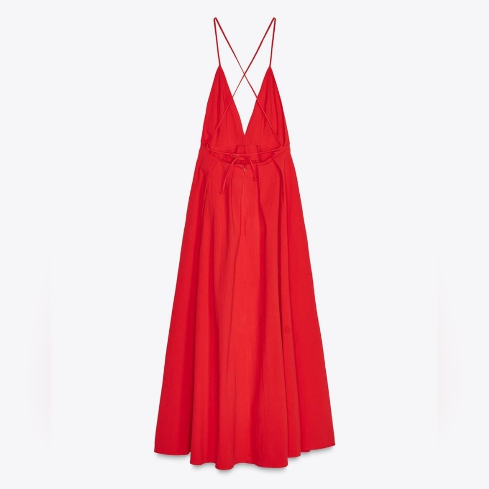 Zara Open Back Dress Strappy Ajustable Straps Pockets red Zw Collection Sz M NWT - Picture 12 of 16